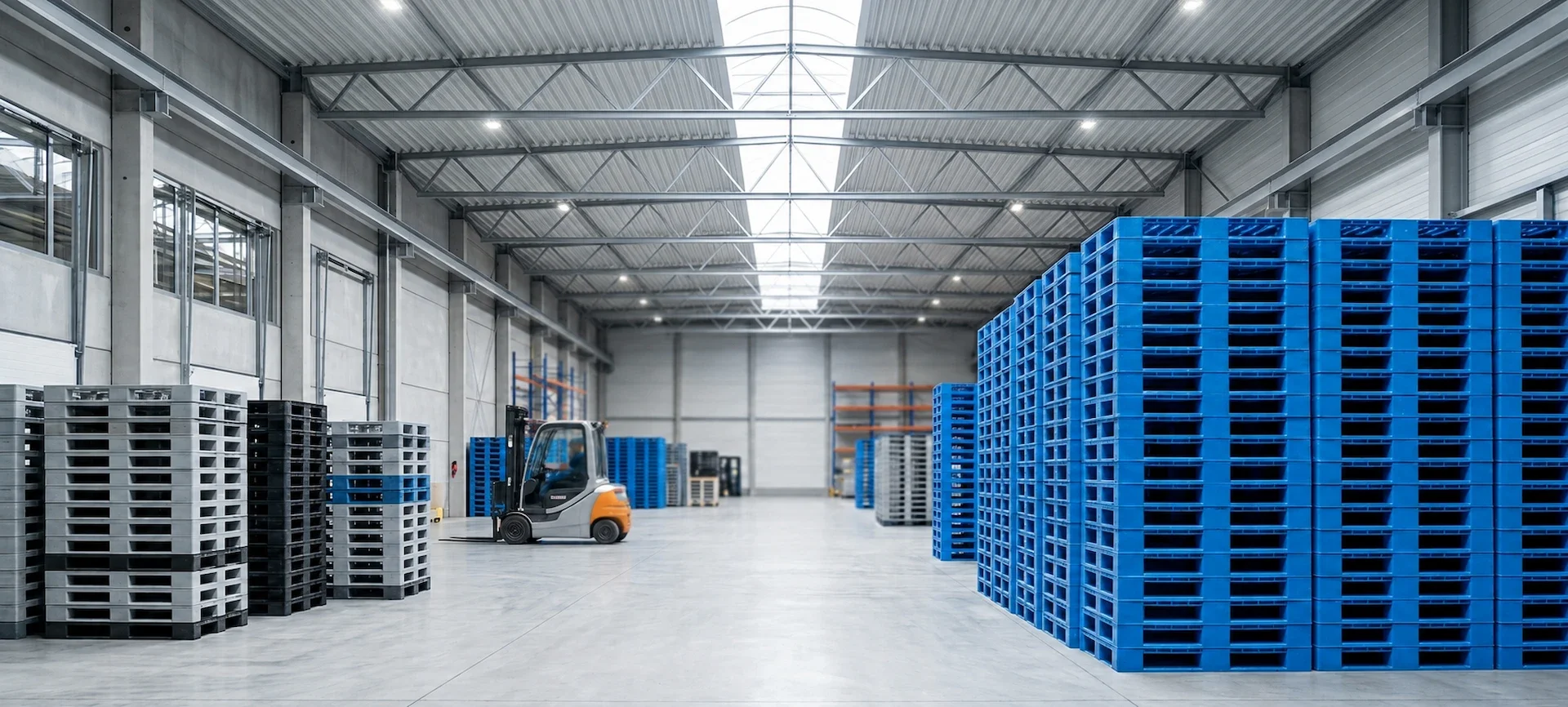 Plastic Pallets en almacén moderno